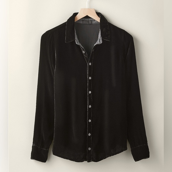 CP Shades Romy Velvet Button Down Shirt - Picture 1 of 8